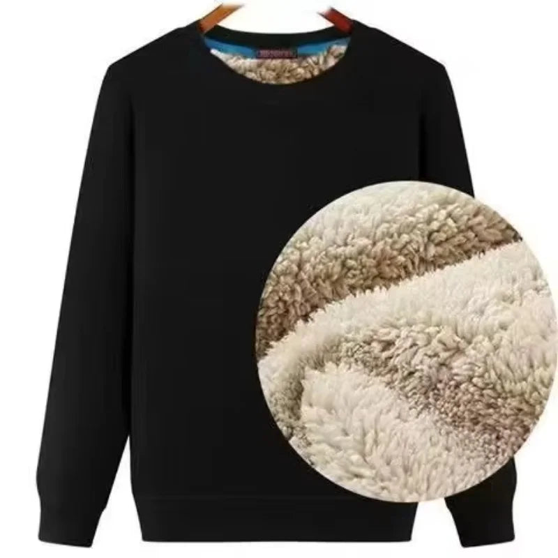 Men's New Winter Warm Fleece Lined T Shirt Thick Crew Neck Solid Basic Pullover Sweatshirt Thermal Comf Underwear Tops Clothing