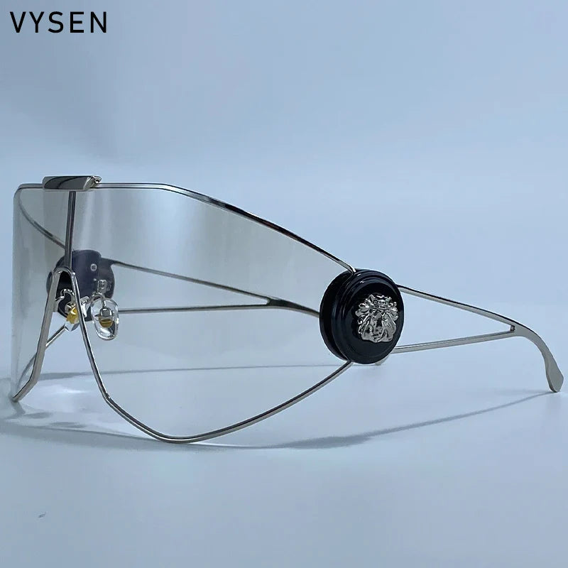 Oversized One-Piece Windproof Mask Sunglasses Women 2025 Luxury Brand